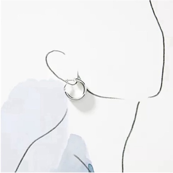 New! Anthropologie Cannes Silver Wide Hoop Earrings (1017) NWOT - Picture 4 of 5